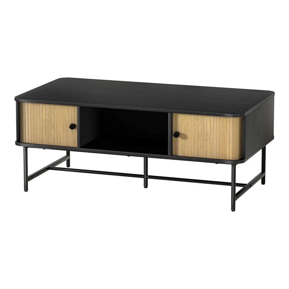 Coffee Table Sliding Drawer Door Black Boris Price