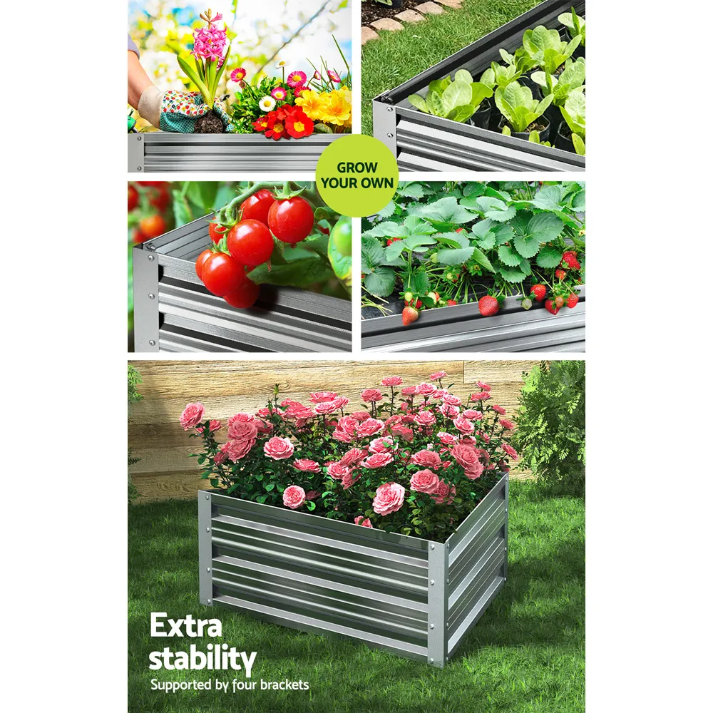 Green Fingers Garden Bed 86x86x30cm Planter Box Raised Container Galvanised Herb Price