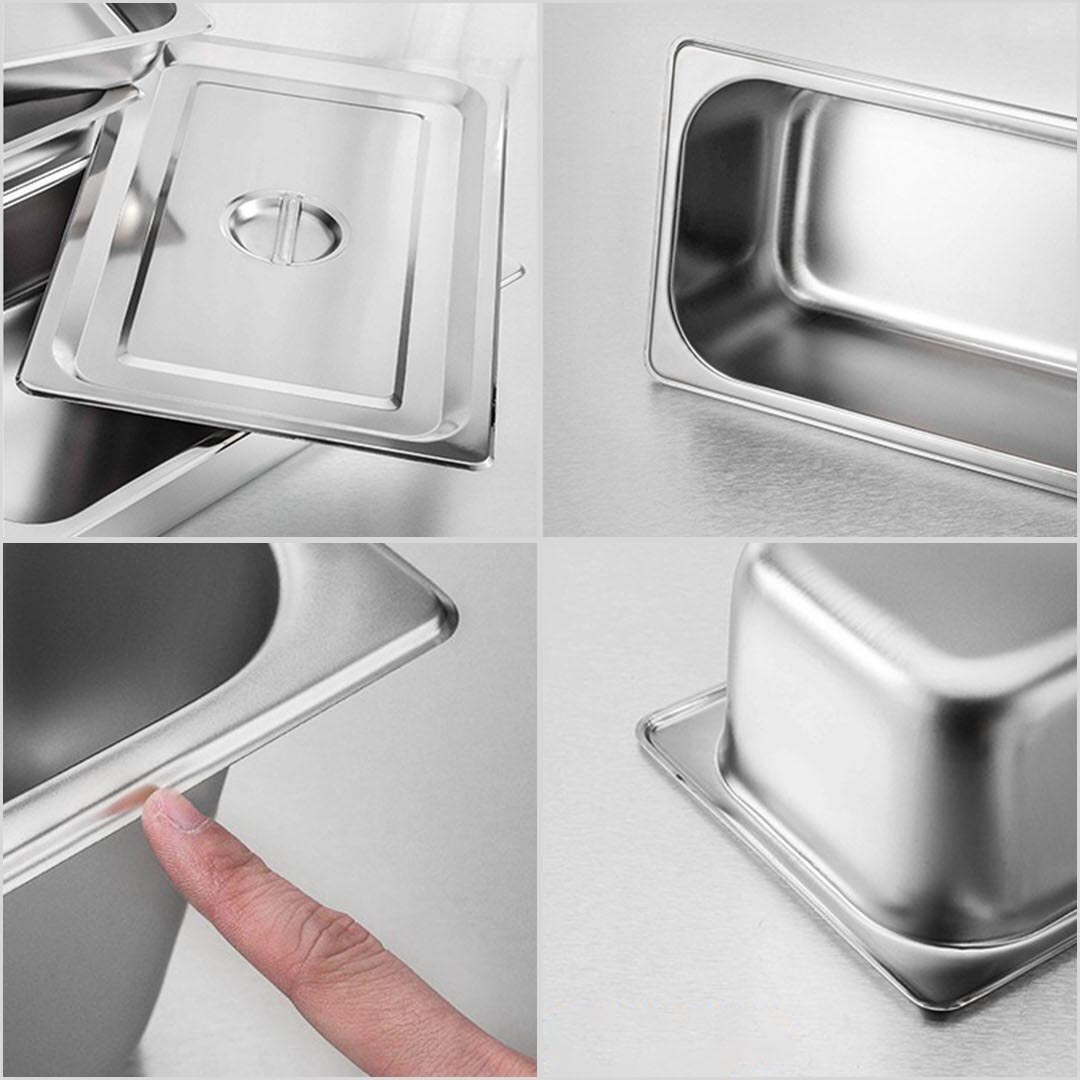 6X Gastronorm GN Pan Full Size 1/3 GN Pan 15cm Deep Stainless Steel Tray With Lid Price