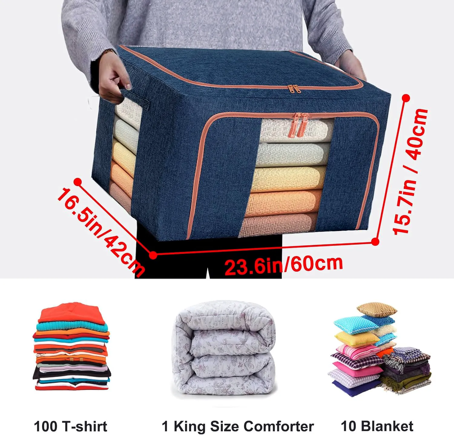 100L Cloth Storage Box Closet Organizer Storage Bags Clothes Storage Bags Wardrobe Organizer Idea Grey Blue Price