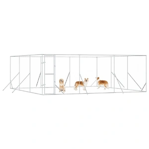 Outdoor Dog Kennel Silver 6x6x2 m Galvanised Steel