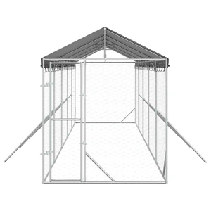 Outdoor Dog Kennel with Roof Silver 2x10x2.5 m Galvanised Steel