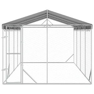 Outdoor Dog Kennel with Roof Silver 3x6x2.5 m Galvanised Steel