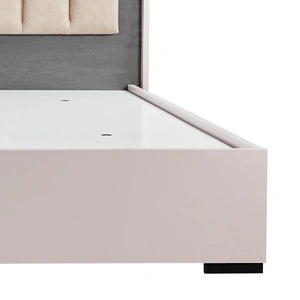 Queen 4 pcs Bedroom Suite with Dresser Fabric Upholstery MDF Combination of Champagne and Black Colour