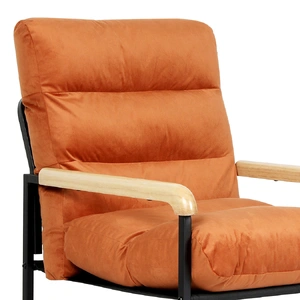 Metal Framed Lounge Chair Velvet in Orange