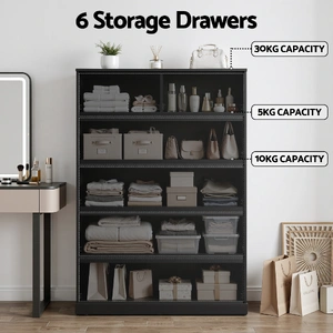 6 Chest of Drawers Tallboy PEPE Black