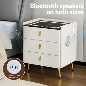 Bedside Table Wireless Charging - ALMA White