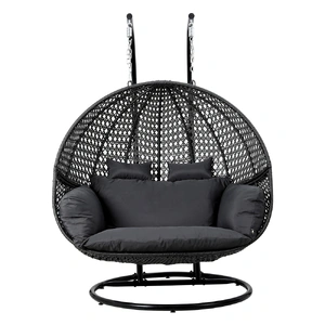 Outdoor Swing Chair Hanging Rattan Patio Furniture Pod Stand Cushion 2 Seater