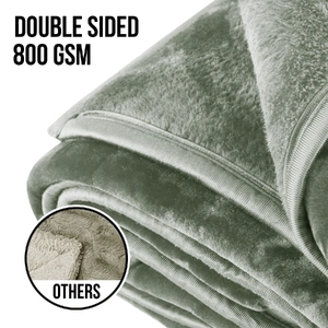 800-GSM Mink Blanket Queen Size Double-Sided Soft Plush Bed Faux Throw Rug Sage