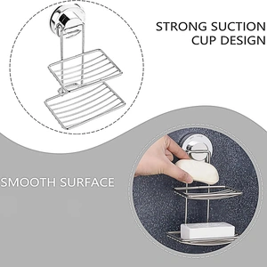 Shower Bar Holder Suction Basket Wall Mounted Stainless Steel Bathroom Soap Dish - Single Layer