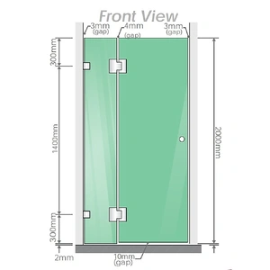 100x80cm Corner Frameless Shower Screen ‚Äì Gunmetal Wall Channel and Floor F-Bracket with SS Hinges for Contemporary Bathrooms