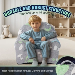 Toddler Chair Glow in the Dark Plush Baby Chair Playroom Furniture Grey