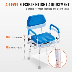 Swivel Shower Chair 360 Degree, Adjustable Shower Seat with Pivoting Arms & Padded Bath Seat for Inside Shower or Tub, Non-Slip Rotating Bathtub Chair