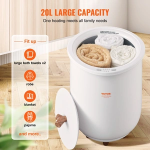 Towel Warmer Bucket, 20L Large Towel Warmer for Bathroom, Auto Shut Off Towel Heater with 4-Level Timer Fits up to Two 40"x70" Oversized Towels, Bathr