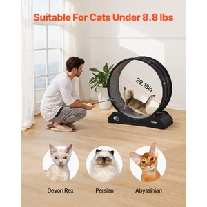 Cat Exercise Wheel, 31.5 in, Large Cat Running Wheel with Secure Brake & Carpeted Runway, Quiet Operation Cat Treadmill, Indoor Cats Exerciser Wheel f