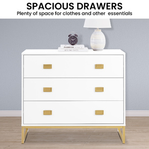 Amara Chest of Drawers Tallboy Dresser in White Gold