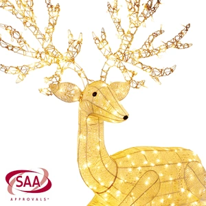 Reindeer Christmas Display with Lights - 129cm