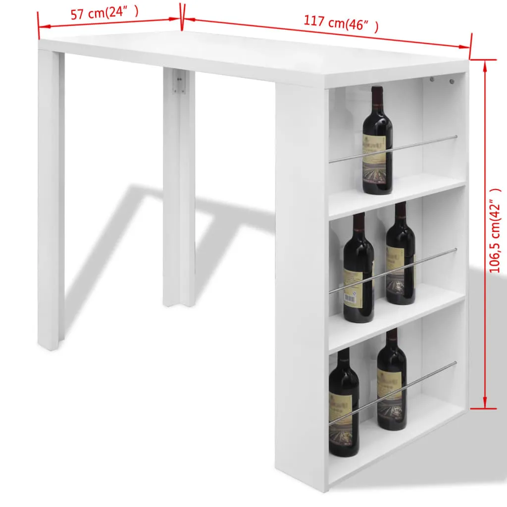 Bar Table MDF with Wine Rack High Gloss White Price