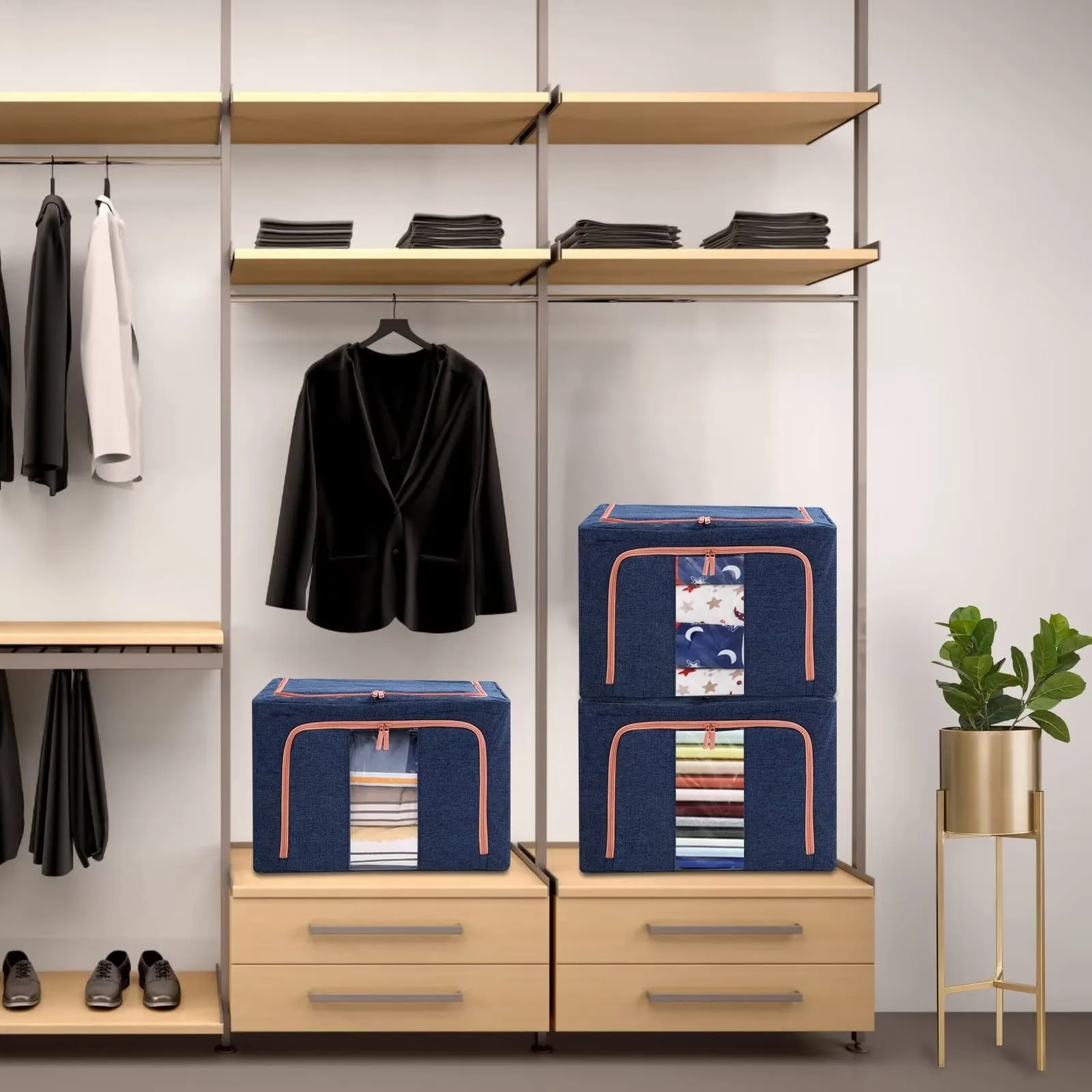 100L Cloth Storage Box Closet Organizer Storage Bags Clothes Storage Bags Wardrobe Organizer Idea Grey Blue Price