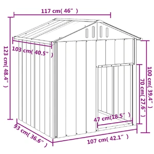 Dog House with Roof Light Grey 117x103x123 cm Galvanised Steel