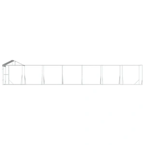 Outdoor Dog Kennel with Roof Silver 14x2x2.5 m Galvanised Steel