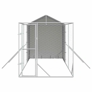 Outdoor Dog Kennel with Roof Silver 2x6x2.5 m Galvanised Steel
