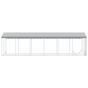 Outdoor Dog Kennel with Roof Silver 3x9x2.5 m Galvanised Steel