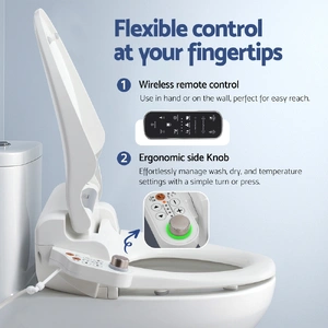 Electric Bidet Toilet Seat Cover LED Night Light Heated Seat with Remote
