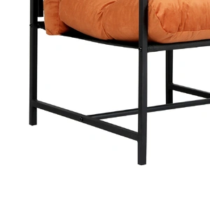 Metal Framed Lounge Chair Velvet in Orange