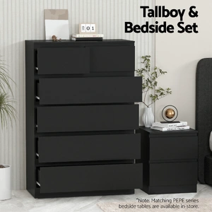 6 Chest of Drawers Tallboy PEPE Black