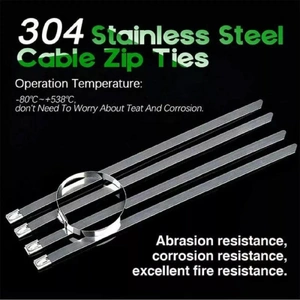 20X Stainless Steel Cable Ties S304 Marine Grade Zip Strap Locking Wrap 100-800Mm - 4.6x400mm