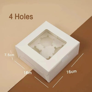 Cupcake Box Cases 1/2/4/8/12 Holes Window Face Cases Party Wedding Muffin Baking - 6 Holes 25PCS