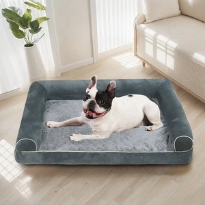 XL Size Orthopedic Dog Bed 3-Side Comfort Bolster Padded Calming Mattress Bed with Removable Cover