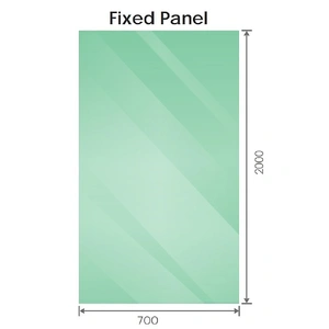 90x70cm Nickel Corner Frameless Shower Screen with Wall Channel and Floor Channel Brackets, Stainless Steel Hinges & Square Double Pull Handle