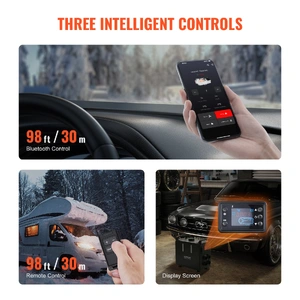 8KW Diesel Heater, 12V/24V All in One Diesel Air Heater, Bluetooth APP Control, Remote Control and Display Screen, CO Alarm, Fast Heating Vertical Por