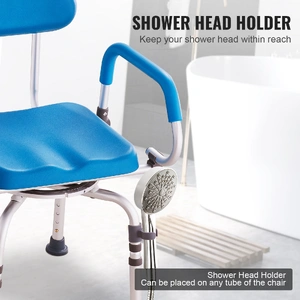 Swivel Shower Chair 360 Degree, Adjustable Shower Seat with Pivoting Arms & Padded Bath Seat for Inside Shower or Tub, Non-Slip Rotating Bathtub Chair