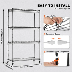 Plant Stand with Grow Lights 4 Tiers 180W 150 cm Tall Plant Grow Shelf