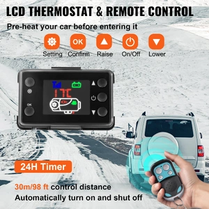 5KW Diesel Air Heater 10L Tank Diesel Heater 12V Diesel Parking Heater Muffler with LCD Thermostat and Remote Control for RV Bus Trailer Motor-home an