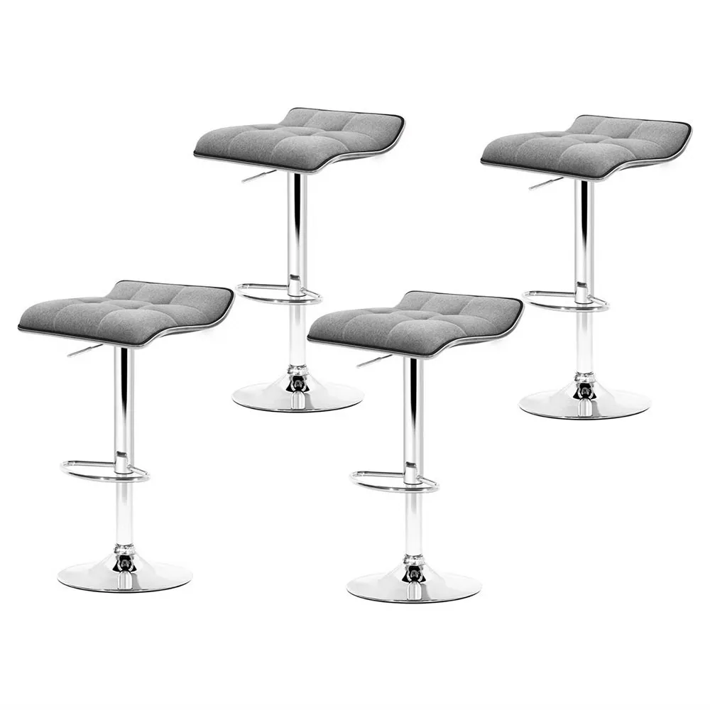 Artiss 4x Bar Stools Linen Padded Gas Lift Price