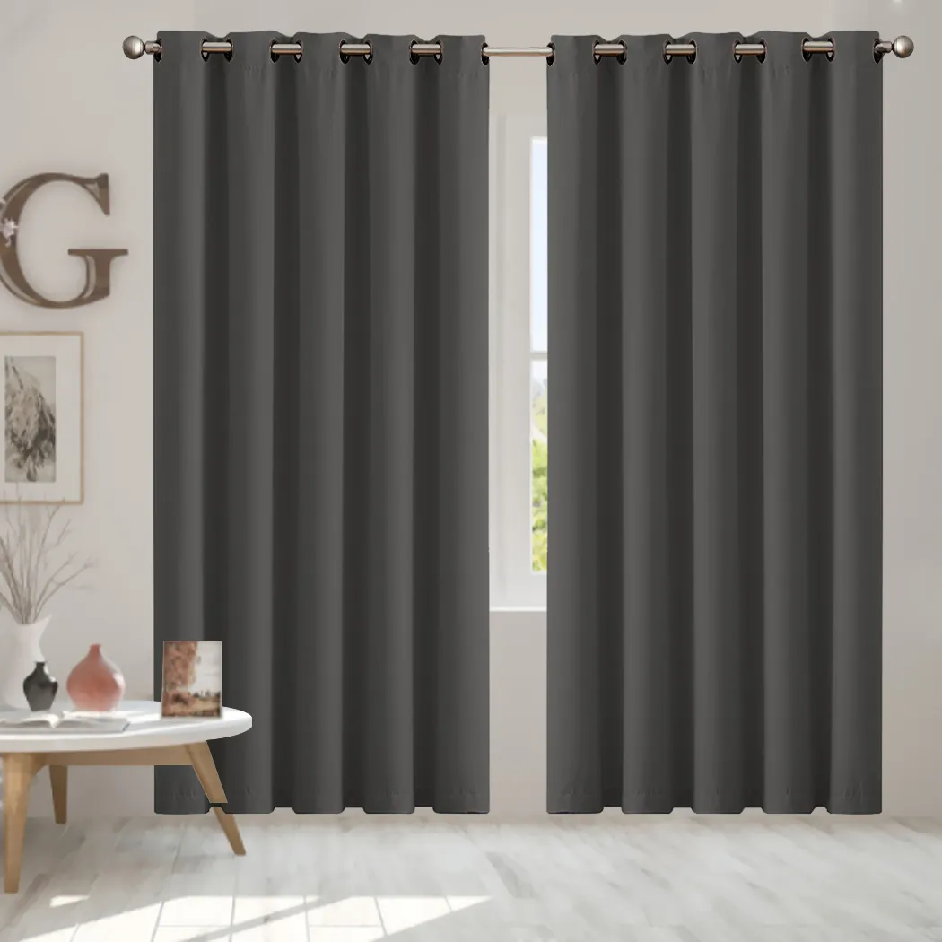 2x Blockout Curtains Panels 3 Layers Charcoal Price