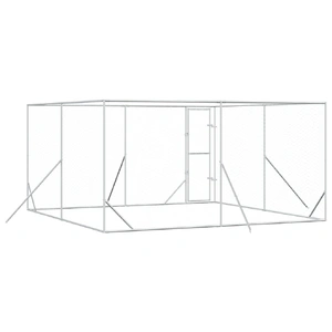 Outdoor Dog Kennel Silver 4x4x2 m Galvanised Steel