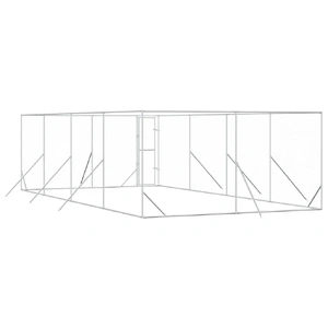 Outdoor Dog Kennel Silver 4x8x2 m Galvanised Steel