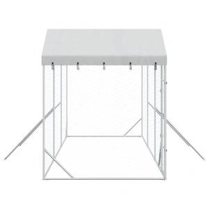 Outdoor Dog Kennel with Roof Silver 6x2x2.5 m Galvanised Steel