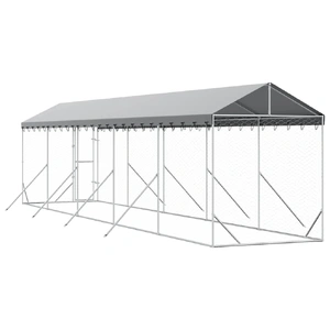Outdoor Dog Kennel with Roof Silver 2x10x2.5 m Galvanised Steel