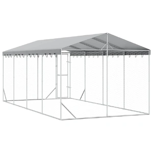 Outdoor Dog Kennel with Roof Silver 3x6x2.5 m Galvanised Steel