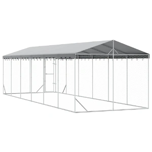 Outdoor Dog Kennel with Roof Silver 3x9x2.5 m Galvanised Steel