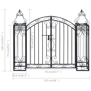 Ornamental Garden Gate Wrought Iron 122x20.5x100 cm