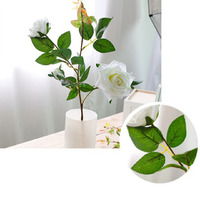 12pcs Artificial Silk Flower Fake Rose Bouquet Table Decor Dark Pink
