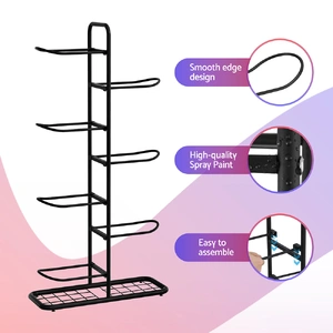 Ball Storage Rack Sports Equipment Organizer 7-Tier Holder for Garage Gym Black