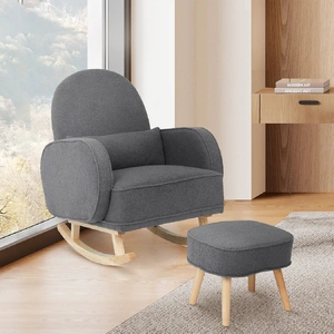 Fleece Rocking Chair with footstool